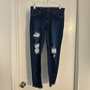 Just Black | Women's Distressed Dark Blue Skinny Jeans | Size 28